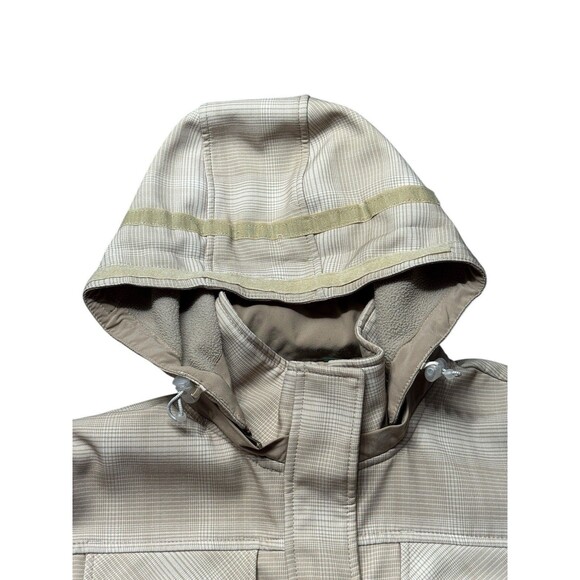 Woolrich Women’s L Softshell Hooded Jacket Beige Stone Fleece Lined Coat - Picture 5 of 16